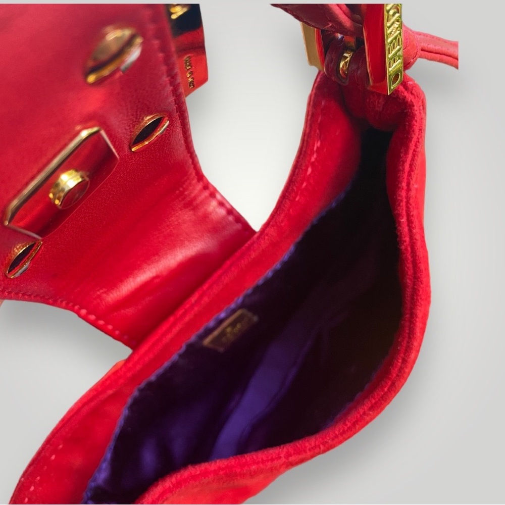 Fendi Red Suede Mini Croissant HandBag - Picture 7 of 11